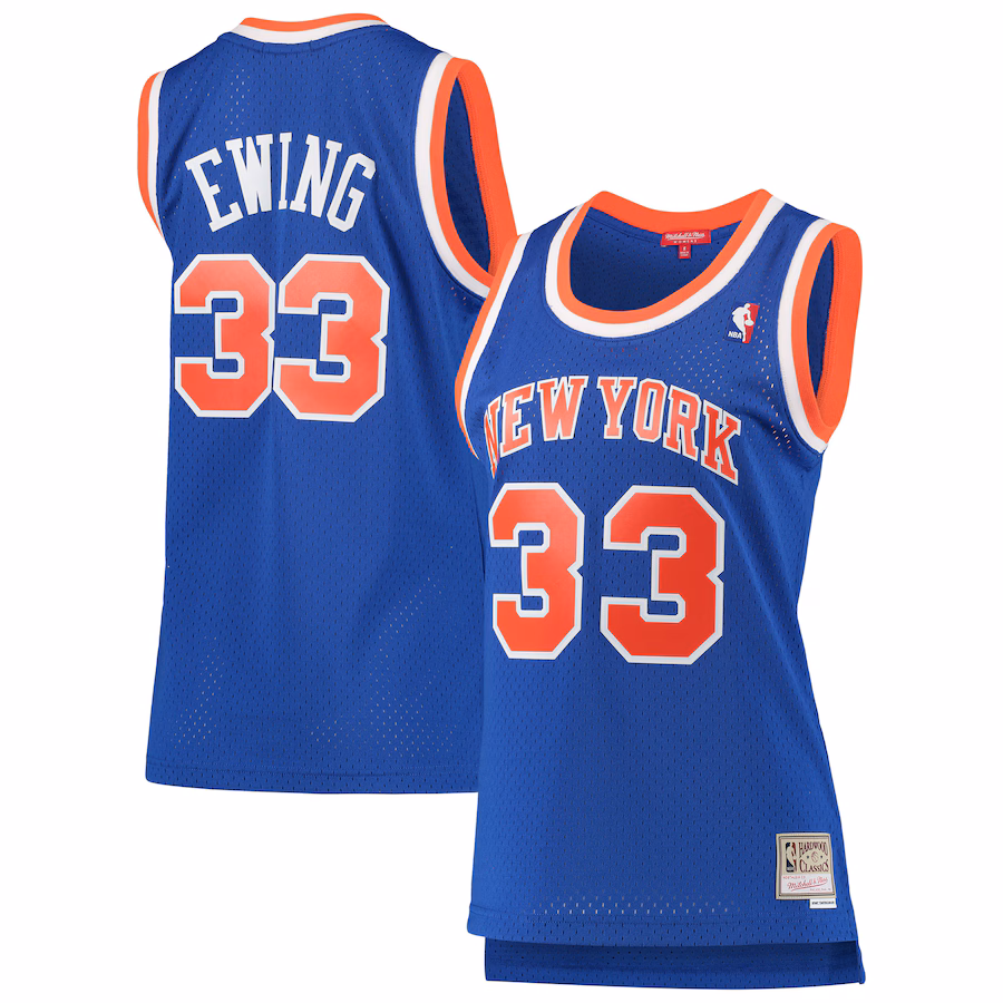 Women's New York Knicks Patrick Ewing Mitchell & Ness Blue 1991/92 Hardwood Classics Swingman Jersey - Puhuasuan
