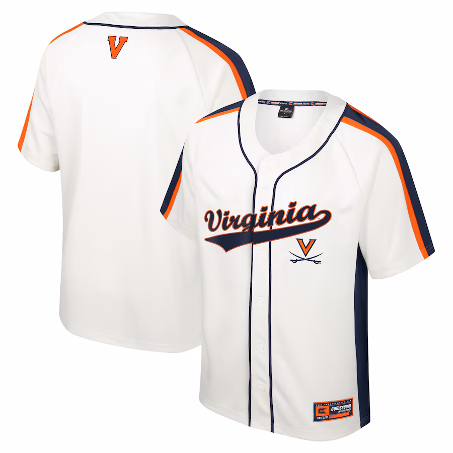 Men's Colosseum Cream Virginia Cavaliers Ruth Button-Up Baseball Jersey - Puhuasuan