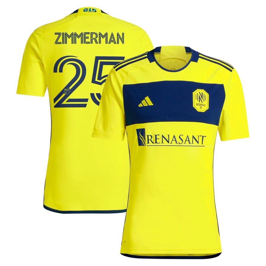 Men's Nashville SC Walker Zimmerman adidas Yellow 2024 The 615 Kit Replica Player Jersey - Puhuasuan