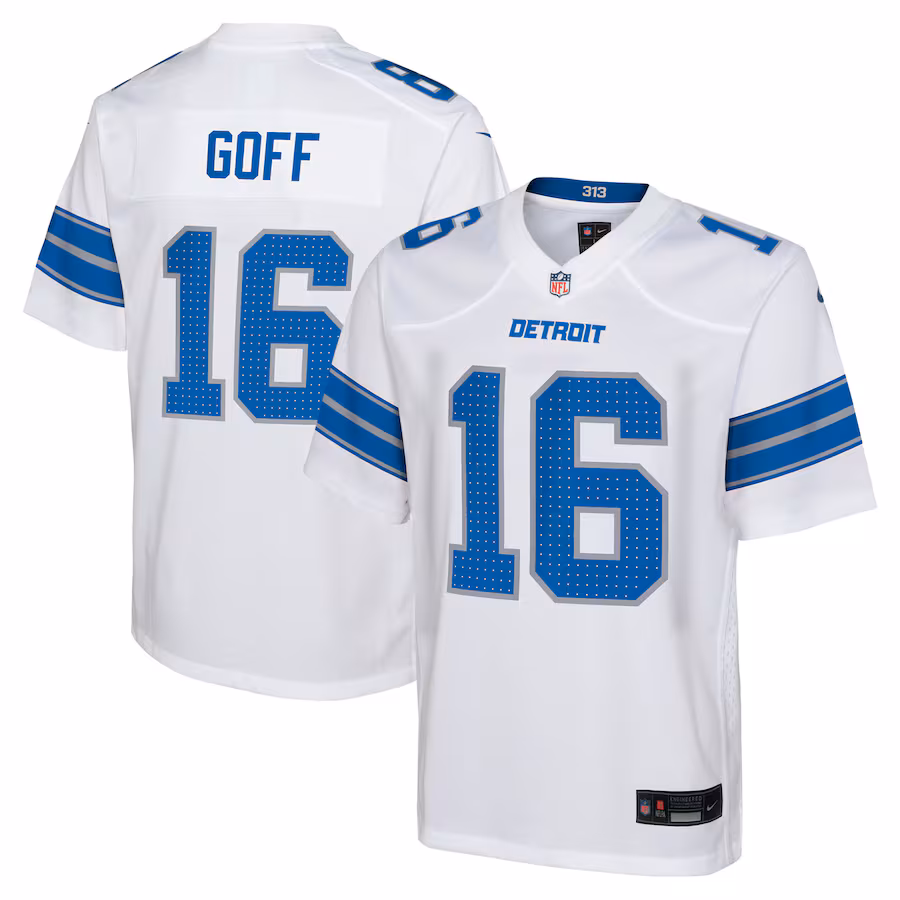 Youth Detroit Lions Jared Goff Nike White Player Game Jersey - Puhuasuan