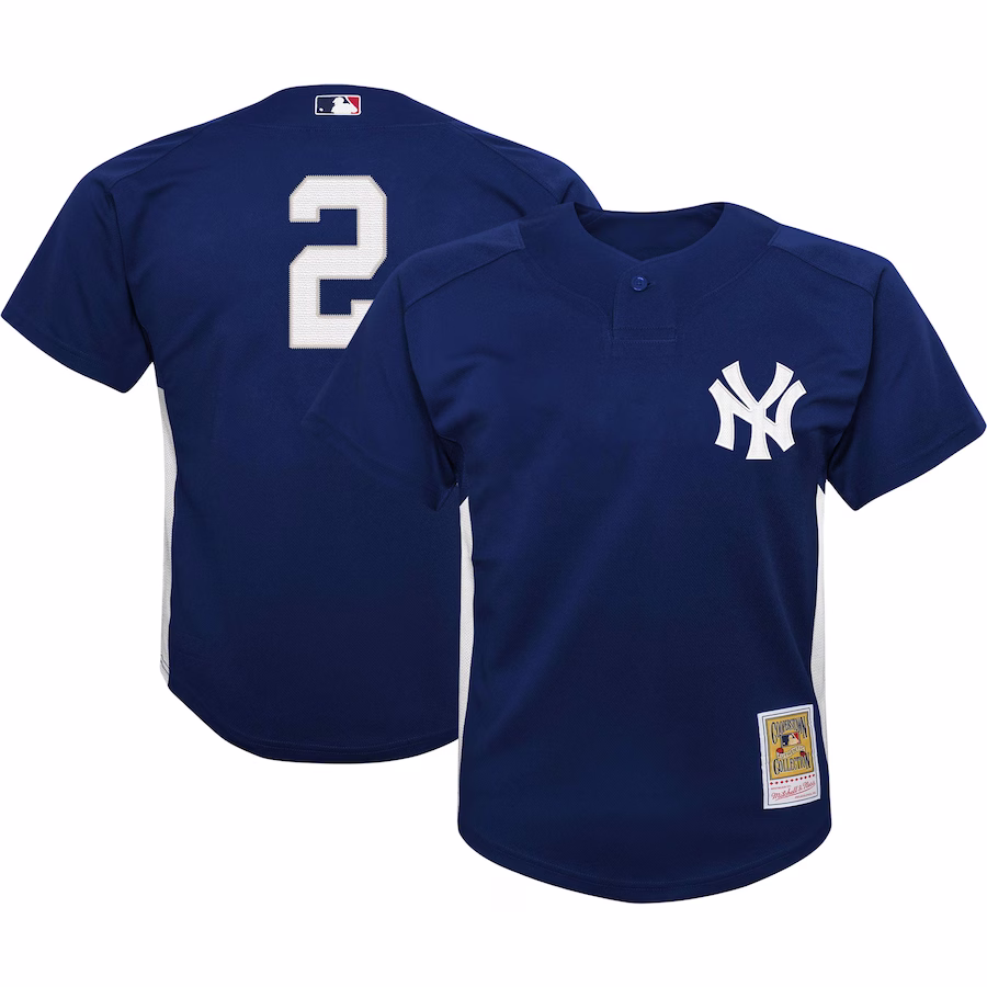 Youth New York Yankees Derek Jeter Mitchell & Ness Navy Team Cooperstown Collection Mesh Batting Practice Jersey - Puhuasuan