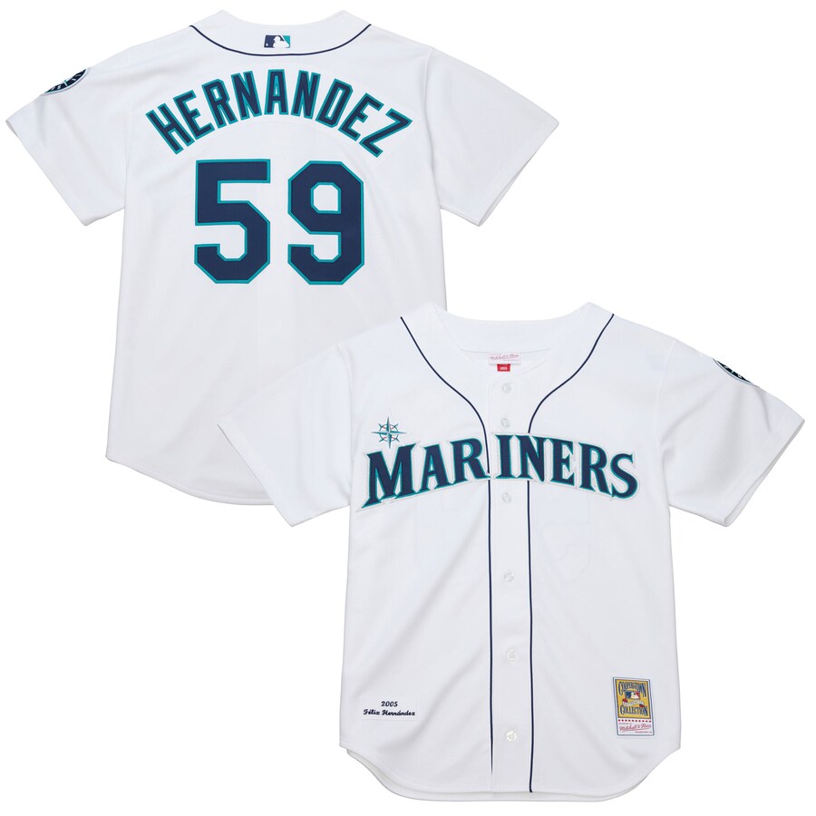Men's Seattle Mariners Felix Hernandez Mitchell & Ness White Cooperstown Collection Authentic Jersey - Puhuasuan