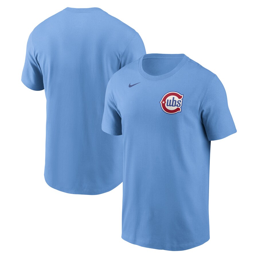 Men's Chicago Cubs Nike Baby Blue Alternate Wordmark T-Shirt - Puhuasuan