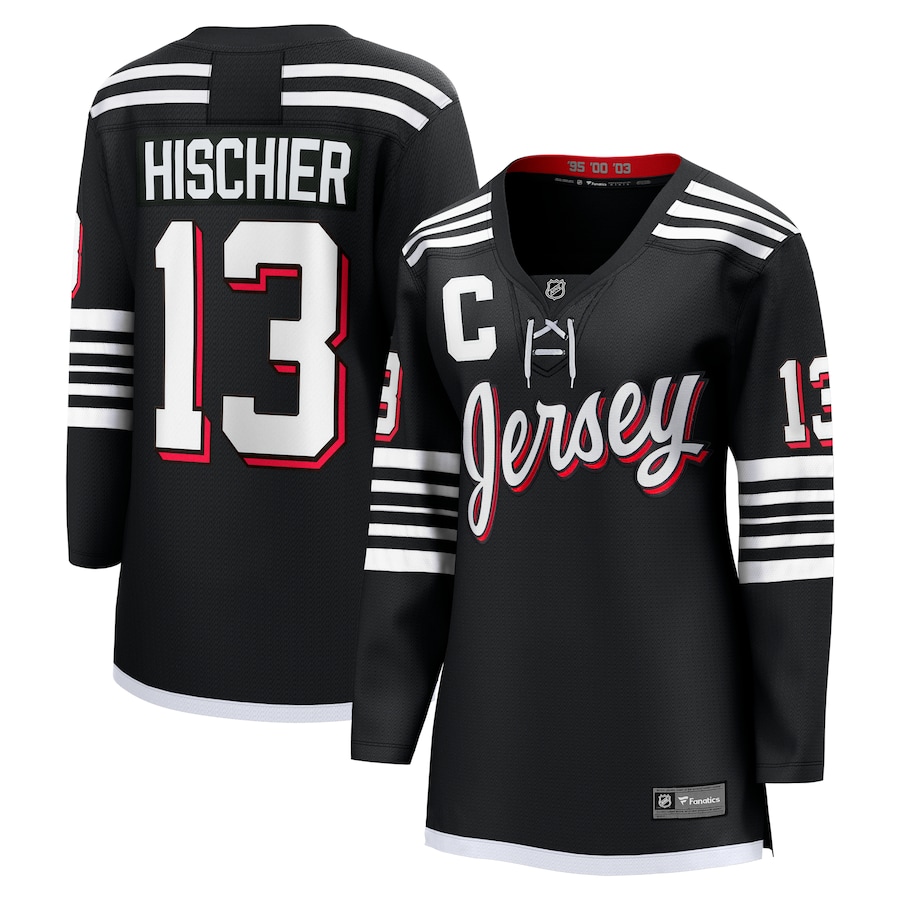 Women's New Jersey Devils Nico Hischier Fanatics Black Alternate Premier Breakaway Player Jersey - Puhuasuan