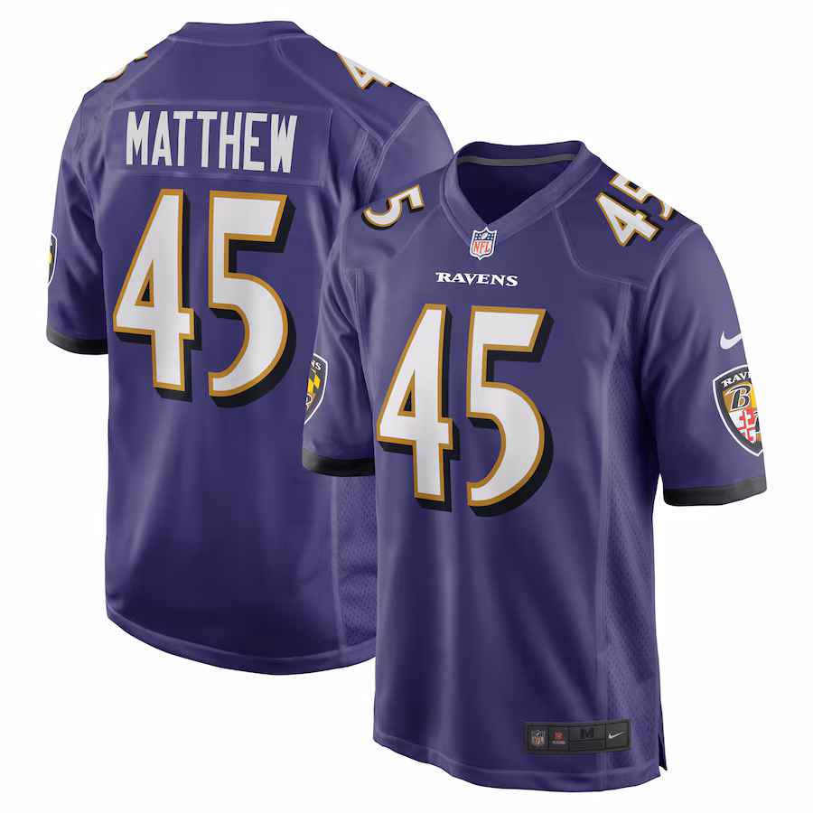 Men's Baltimore Ravens Christian Matthew Nike Purple Team Game Jersey - Puhuasuan