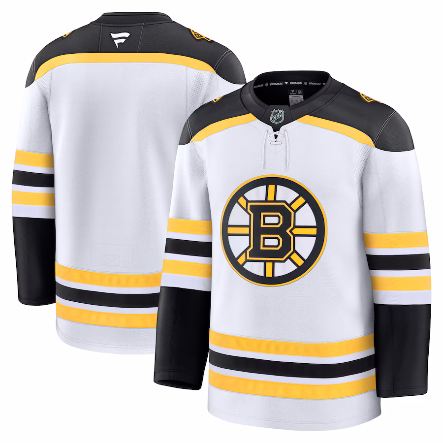 Men's Boston Bruins Fanatics White Away Premium Jersey - Puhuasuan