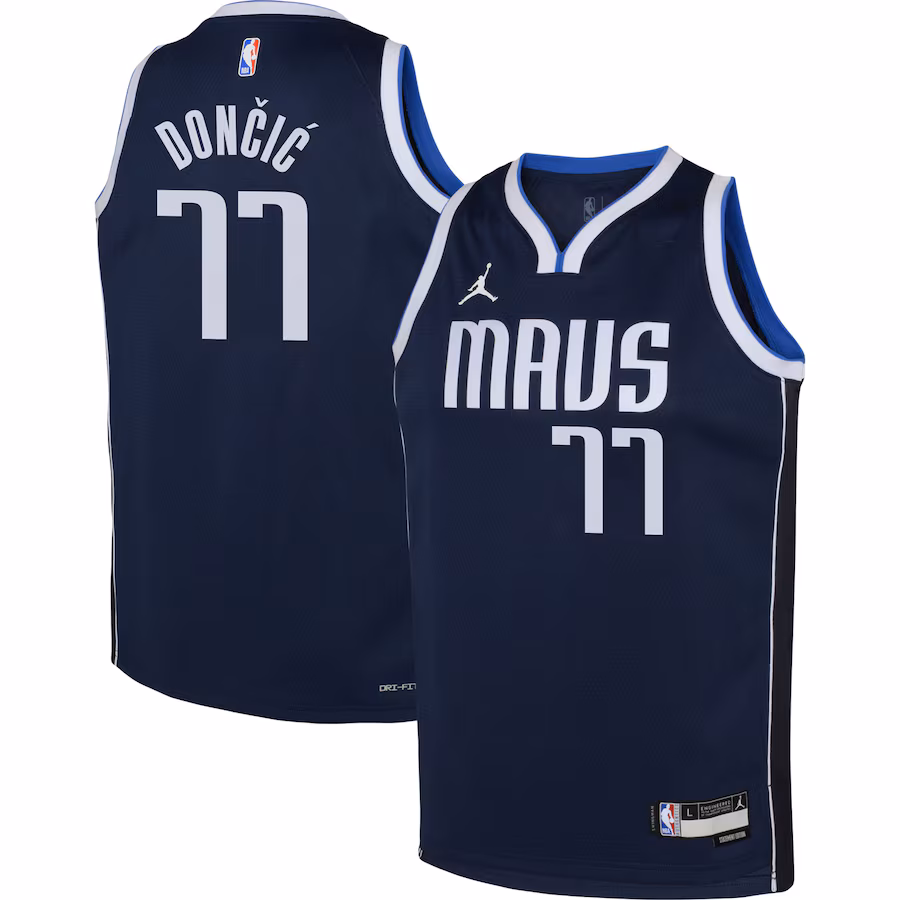 Youth Dallas Mavericks Luka Doncic Jordan Brand Navy Swingman Jersey - Statement Edition - Puhuasuan