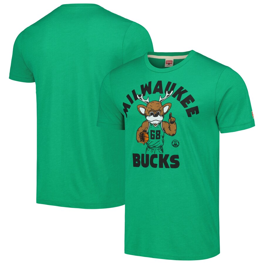 Unisex Milwaukee Bucks Homage Green Team Mascot Tri-Blend T-Shirt - Puhuasuan