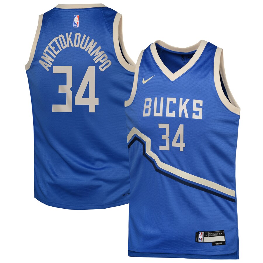 Youth Milwaukee Bucks Giannis Antetokounmpo Nike Royal 2024/25 Swingman Player Jersey - City Edition - Puhuasuan