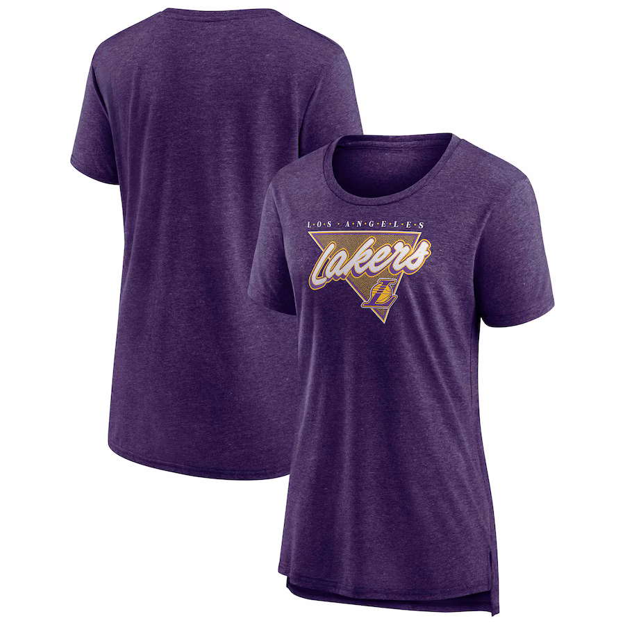 Women's Los Angeles Lakers Fanatics Heathered Purple True Classics Tri-Blend T-Shirt - Puhuasuan