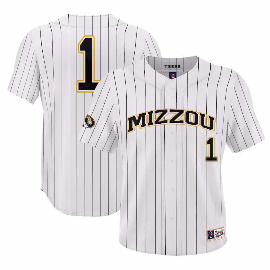 #1 Missouri Tigers GameDay Greats Youth Lightweight Baseball Jersey - White - Puhuasuan