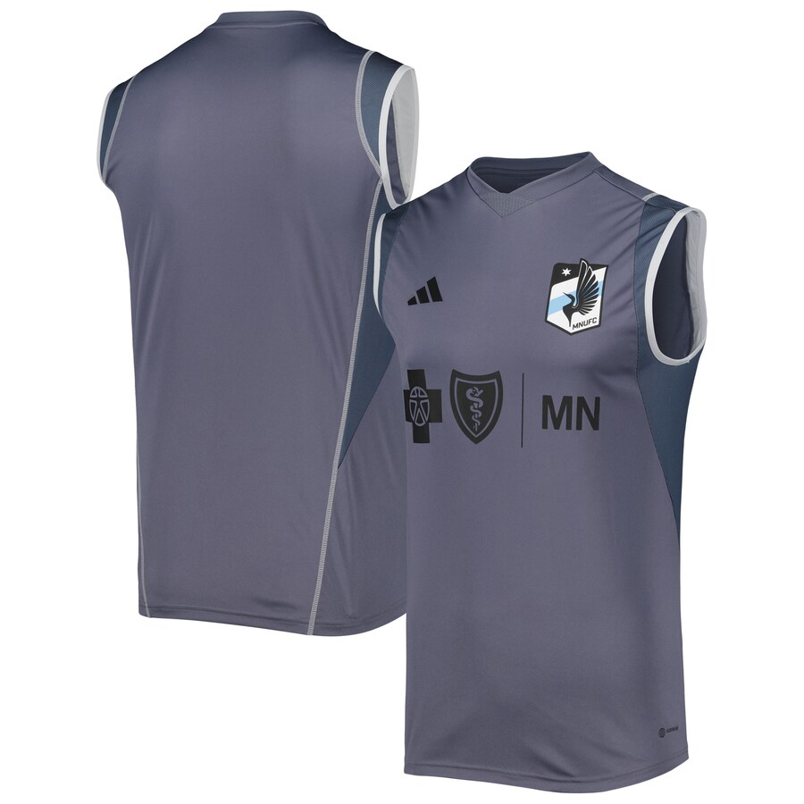 Men's Minnesota United FC adidas Gray 2023 On-Field Sleeveless Training Jersey - Puhuasuan