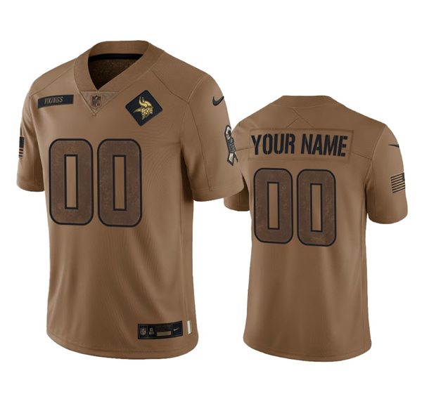 Men's Minnesota Vikings Active Player Custom 2023 Brown Salute To Setvice Limited Football Stitched Jersey - Puhuasuan