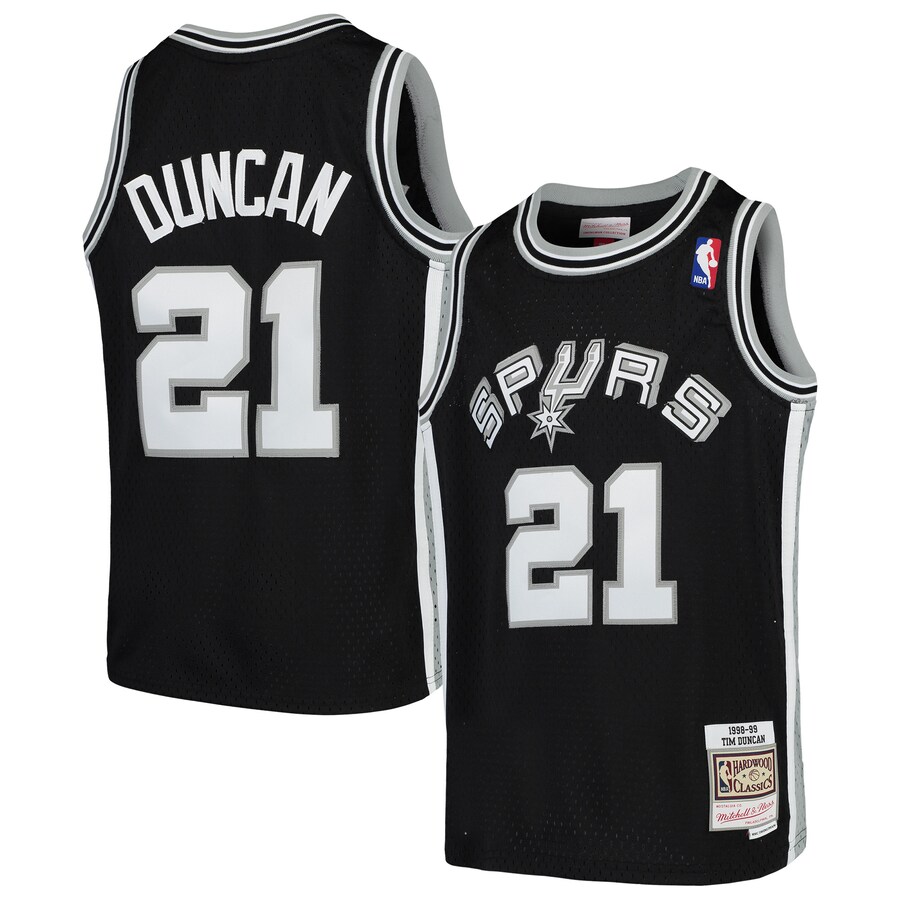 Youth San Antonio Spurs Tim Duncan Mitchell & Ness Black Swingman Throwback Jersey - Puhuasuan