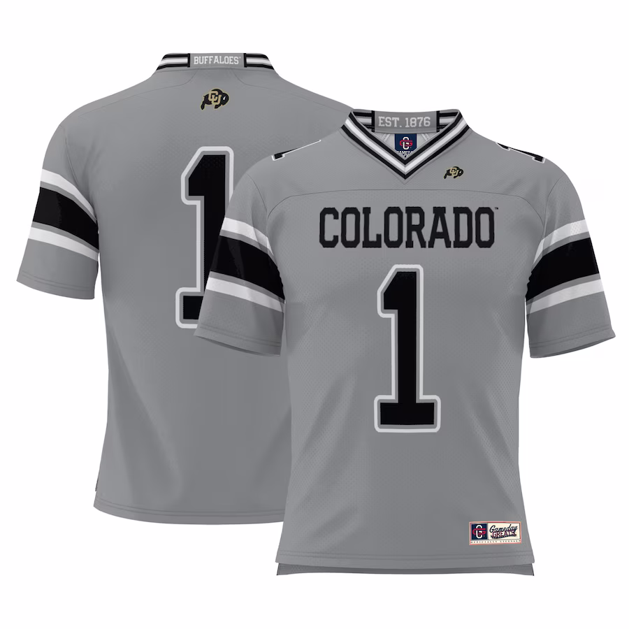 #1 Colorado Buffaloes GameDay Greats Youth Endzone Football Jersey - Gray - Puhuasuan