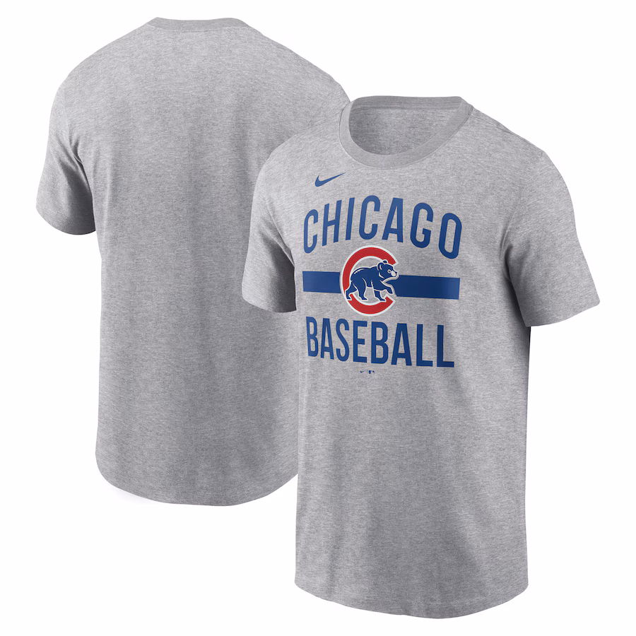 Men's Chicago Cubs Nike Heather Gray Arched T-Shirt - Puhuasuan