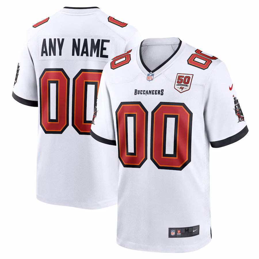 Men's Tampa Bay Buccaneers Nike White 50th Anniversary Custom Game Jersey - Puhuasuan
