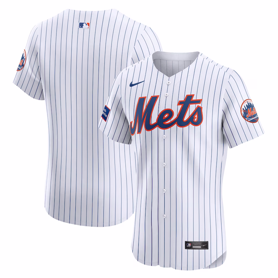 Men's New York Mets Nike White Home Elite Patch Jersey - Puhuasuan