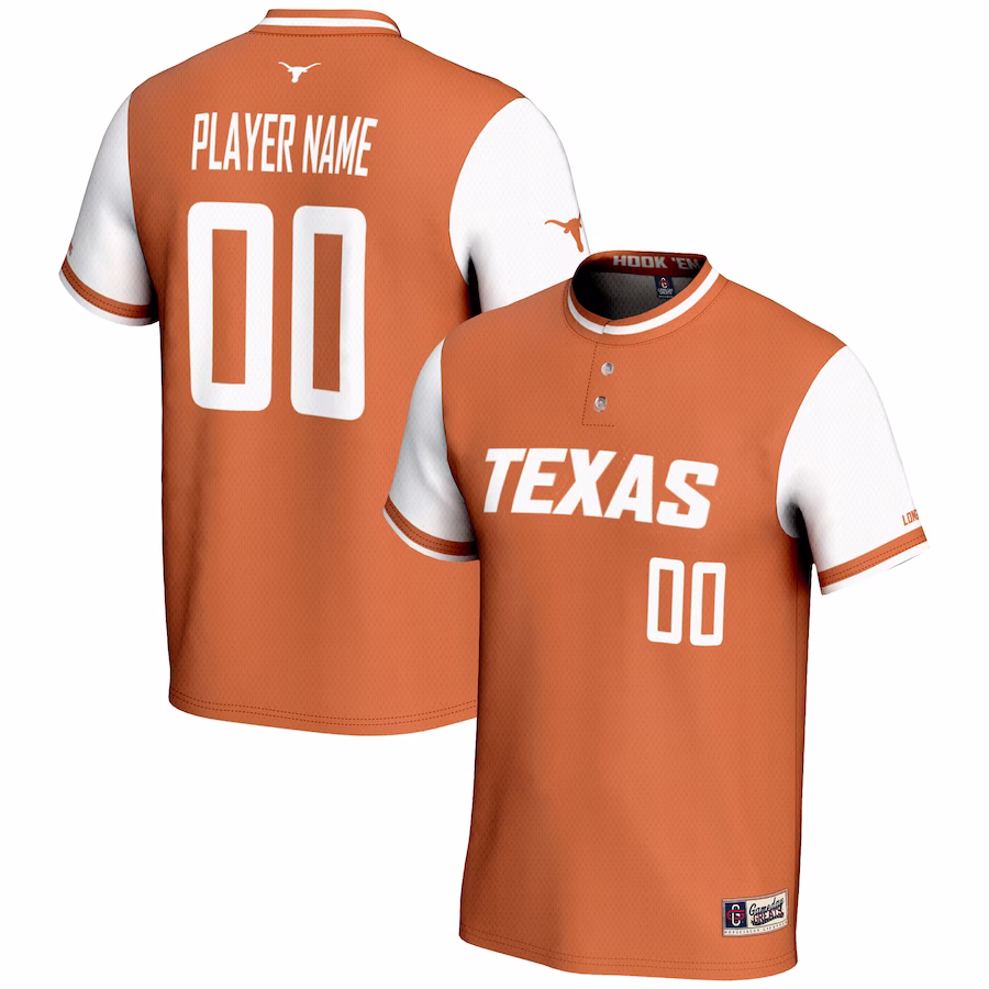 Texas Longhorns GameDay Greats Unisex  NIL Pick-A-Player Lightweight Softball Jersey - Burnt Orange - Puhuasuan