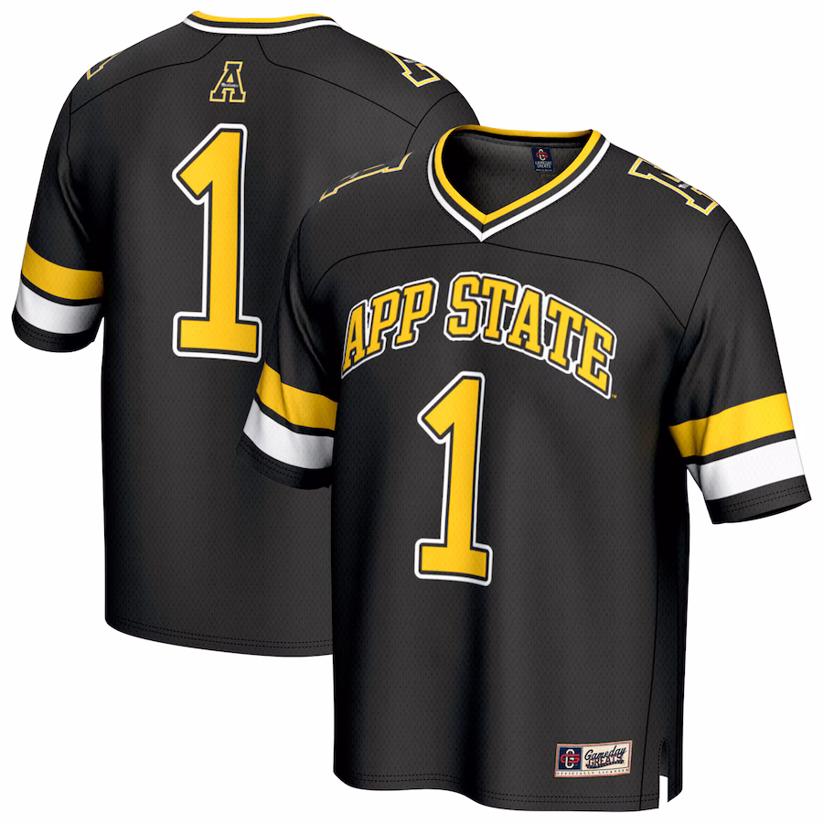 Unisex GameDay Greats #1 Black Appalachian State Mountaineers Lightweight Collegiate Football Fashion Jersey - Puhuasuan