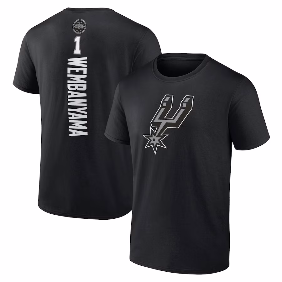 Men's San Antonio Spurs Victor Wembanyama Black Playmaker Name & Number T-Shirt - Puhuasuan