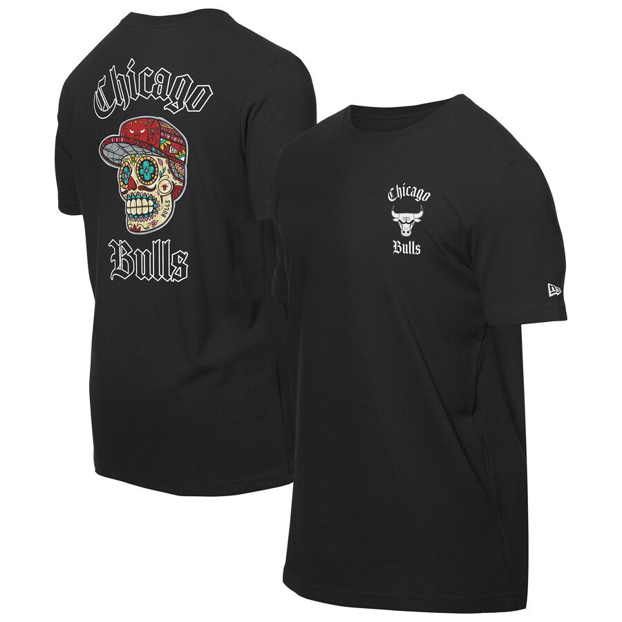 Men's Chicago Bulls New Era Black Sugar Skulls T-Shirt - Puhuasuan