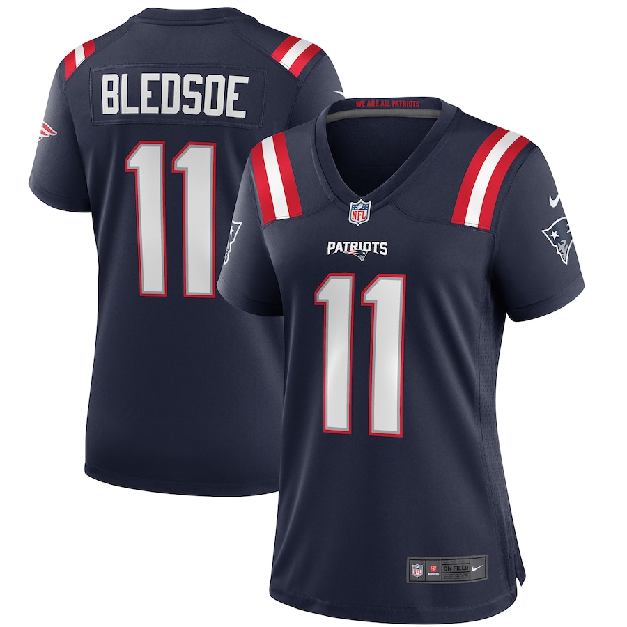 Women's New England Patriots Drew Bledsoe Nike Navy Game Retired Player Jersey - Puhuasuan