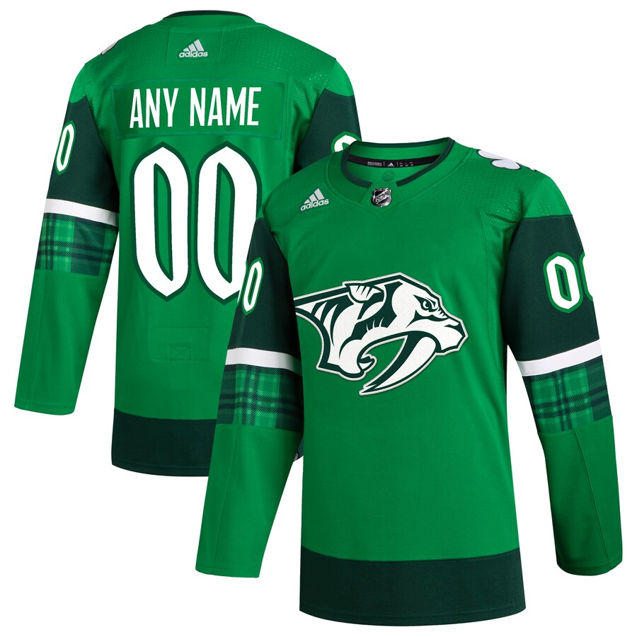 Men's Nashville Predators  adidas Kelly Green St. Patrick's Day Authentic Custom Jersey - Puhuasuan