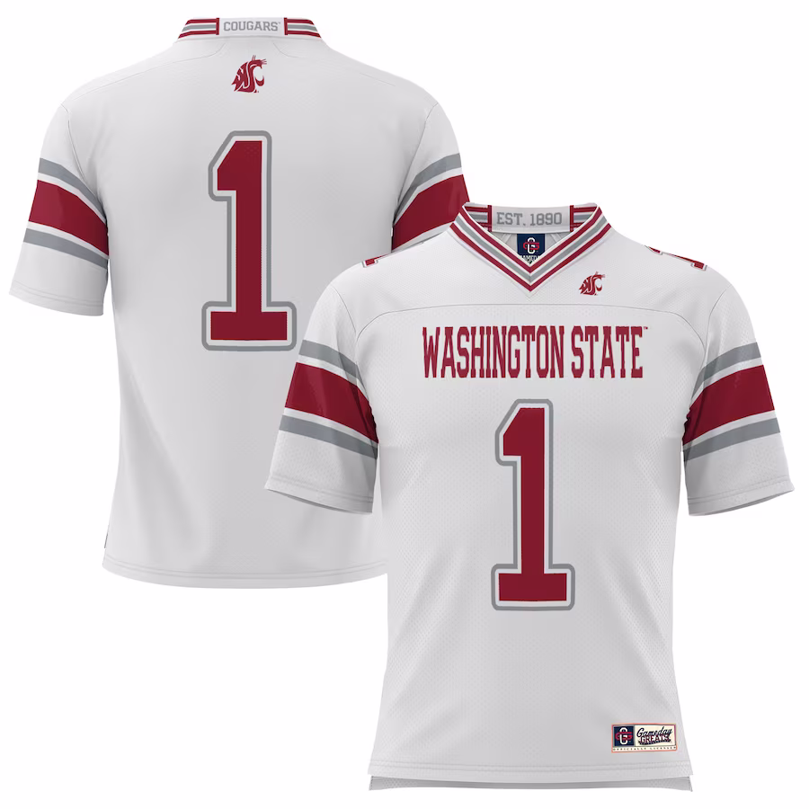 #1 Washington State Cougars GameDay Greats Endzone Football Jersey - White - Puhuasuan