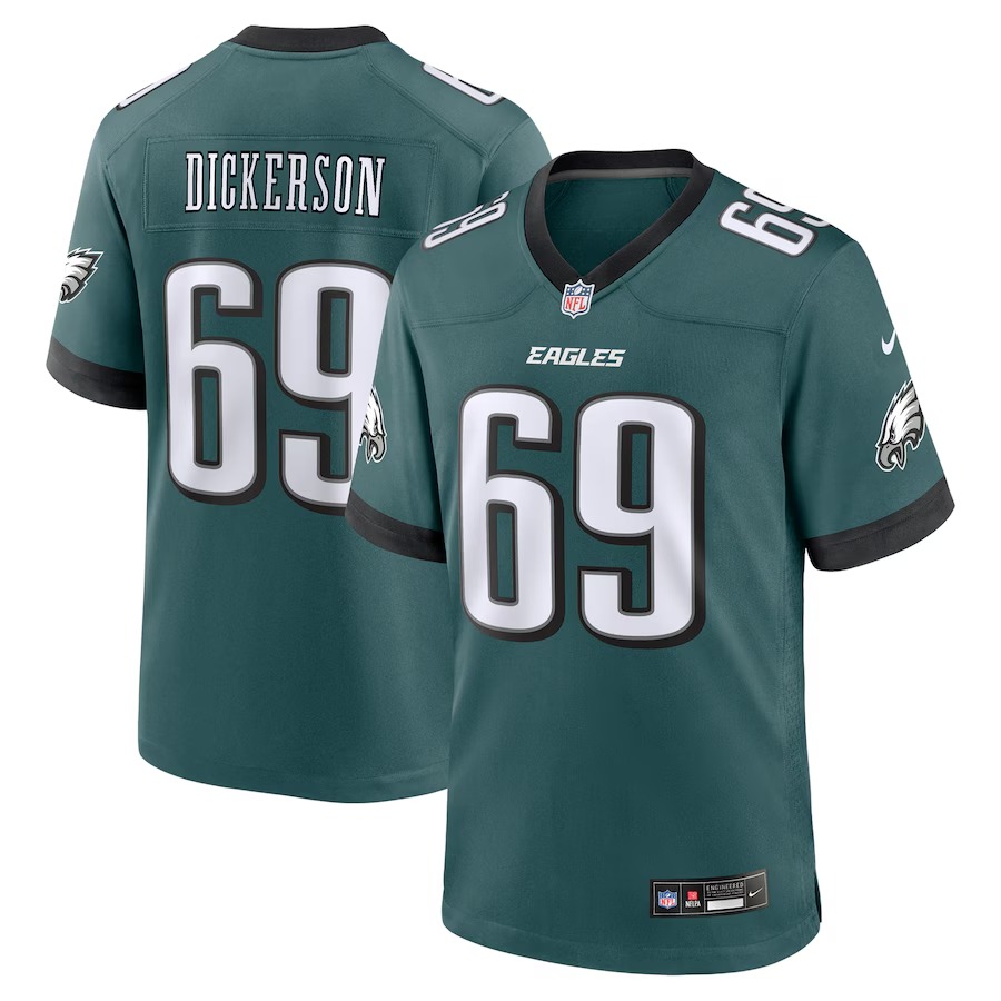 Men's Philadelphia Eagles Landon Dickerson Nike Midnight Green Team Game Jersey - Puhuasuan