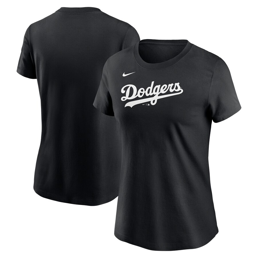 Women's Los Angeles Dodgers Nike Black Fuse Wordmark T-Shirt - Puhuasuan