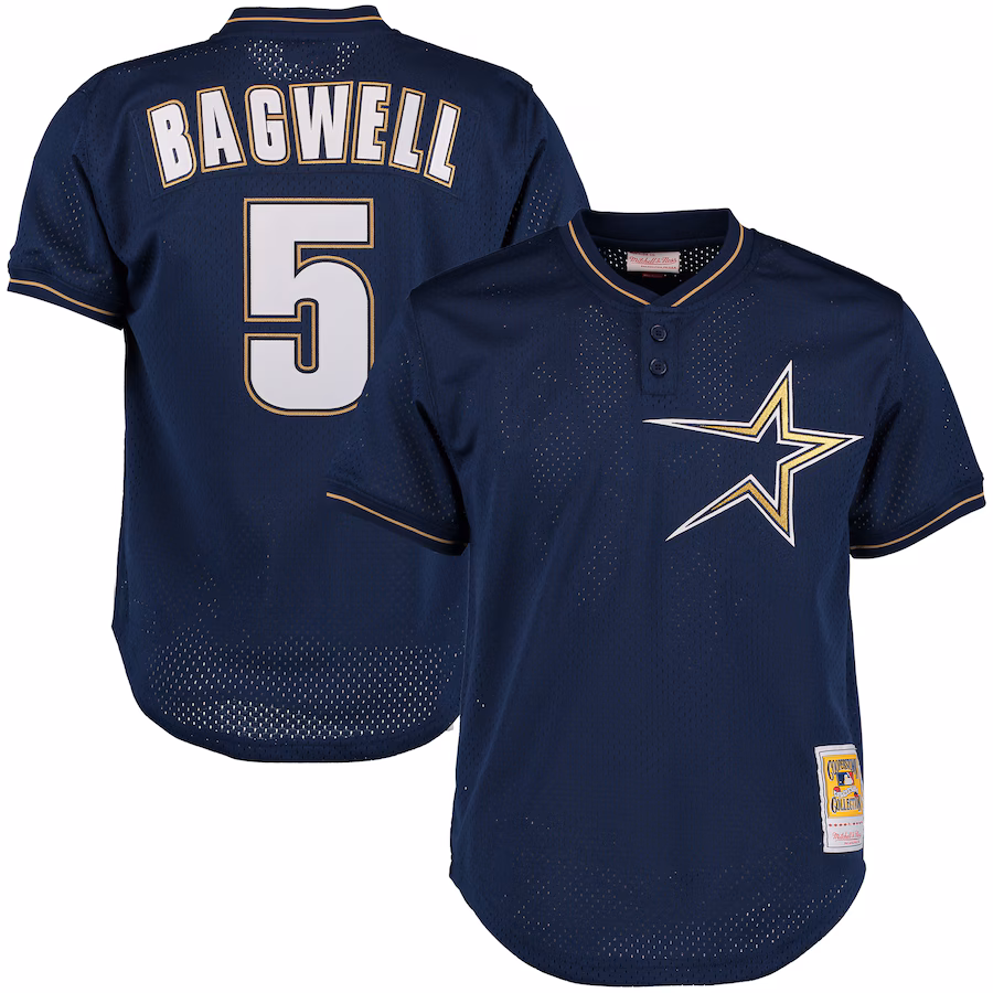 Men's Houston Astros Jeff Bagwell Mitchell & Ness Navy Cooperstown 1997 Mesh Batting Practice Jersey - Puhuasuan