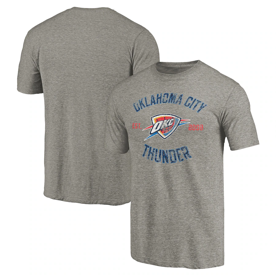 Men's Oklahoma City Thunder Gray Team Heritage Tri-Blend T-Shirt - Puhuasuan
