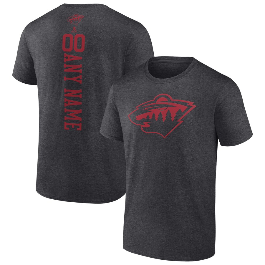 Men's Minnesota Wild Heathered Charcoal Personalized One Color T-Shirt - Puhuasuan