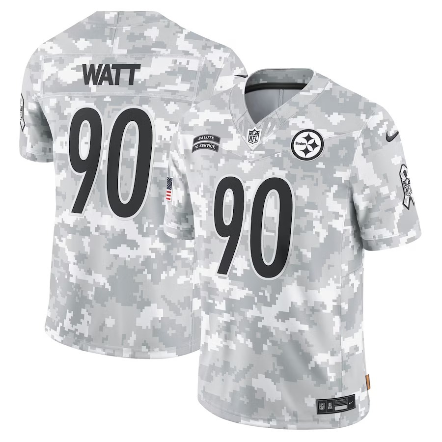 Men's Pittsburgh Steelers T.J. Watt Nike Arctic Camo 2024 Salute to Service Limited Jersey - Puhuasuan