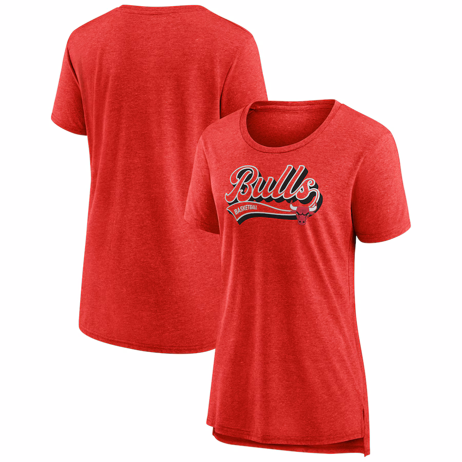 Women's Chicago Bulls Fanatics Heather Red League Leader Tri-Blend T-Shirt - Puhuasuan