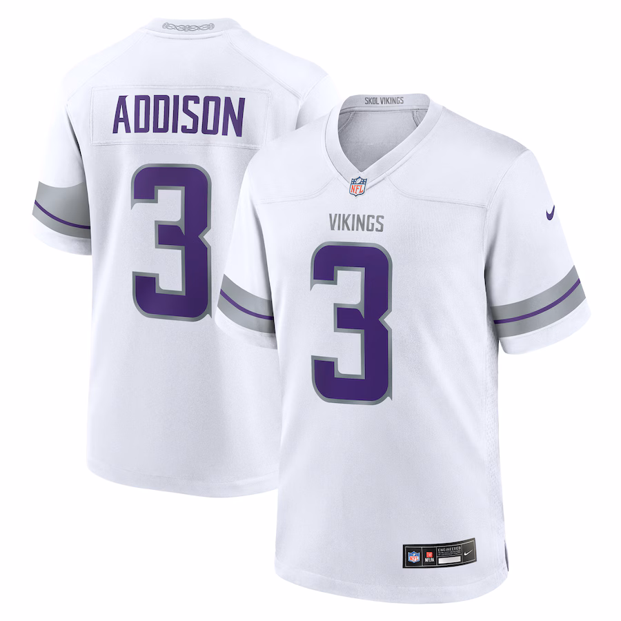 Men's Minnesota Vikings Jordan Addison Nike White Alternate Game Player Jersey - Puhuasuan