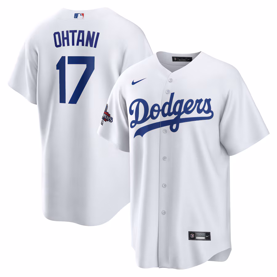 Men's Los Angeles Dodgers Shohei Ohtani Nike White 2024 World Series Champions Home Replica Player Jersey - Puhuasuan