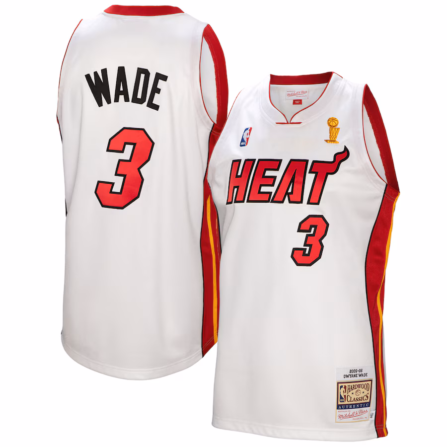 Men's Miami Heat Dwyane Wade Mitchell & Ness White 2005-06 Authentic Player Jersey - Puhuasuan