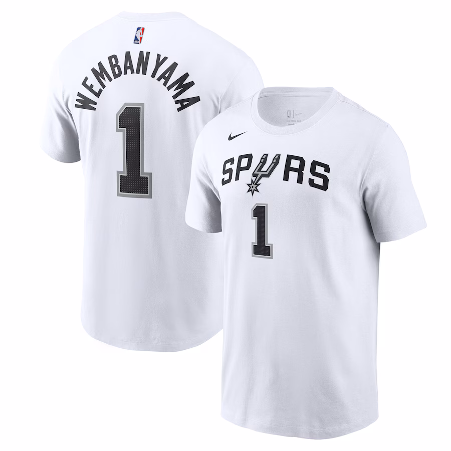 Men's San Antonio Spurs Victor Wembanyama Nike White Icon 2022/23 Name & Number T-Shirt - Puhuasuan