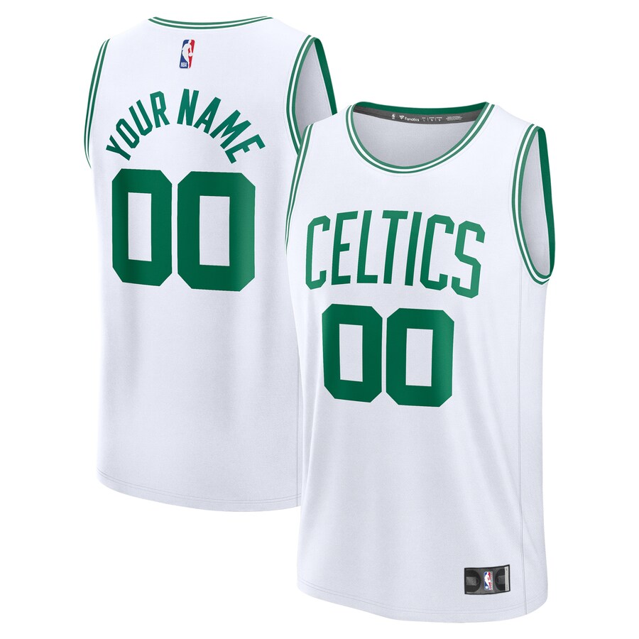 Youth Boston Celtics Fanatics White Fast Break Custom Jersey - Association Edition - Puhuasuan