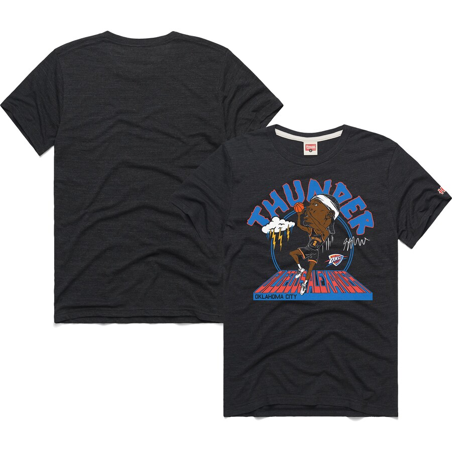 Unisex Oklahoma City Thunder Shai Gilgeous-Alexander Homage Charcoal 2024/25 City Edition Caricature Tri-Blend T-Shirt - Puhuasuan