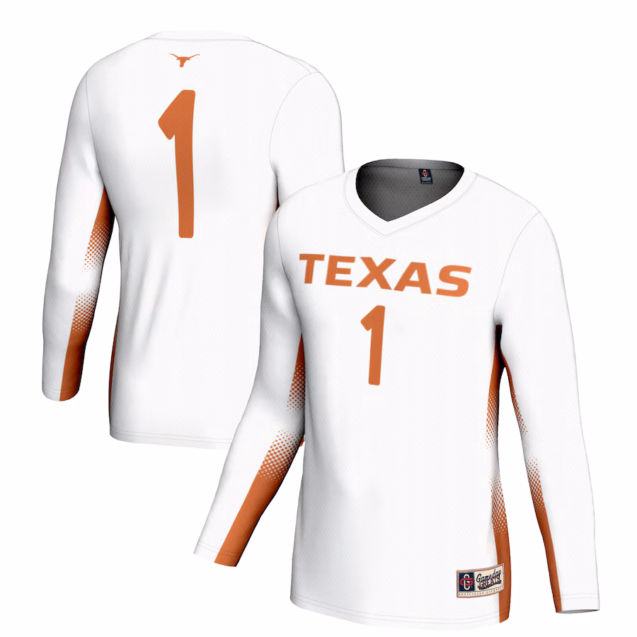 Youth GameDay Greats #1 White Texas Longhorns Lightweight Women's Volleyball Fashion Jersey - Puhuasuan
