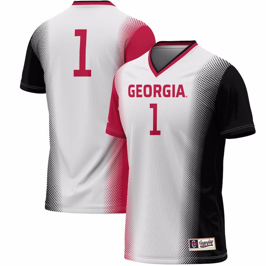 #1 Georgia Bulldogs GameDay Greats Youth Women's Soccer Lightweight Fashion Jersey - White - Puhuasuan