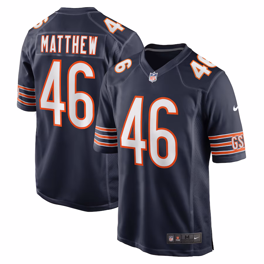 Men's Chicago Bears Christian Matthew Nike  Navy  Game Jersey - Puhuasuan