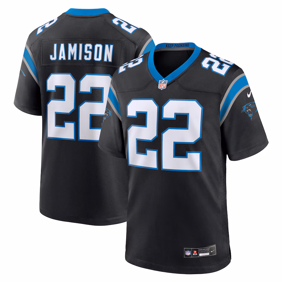 Men's Carolina Panthers D'Shawn Jamison Nike  Black Team Game Jersey - Puhuasuan