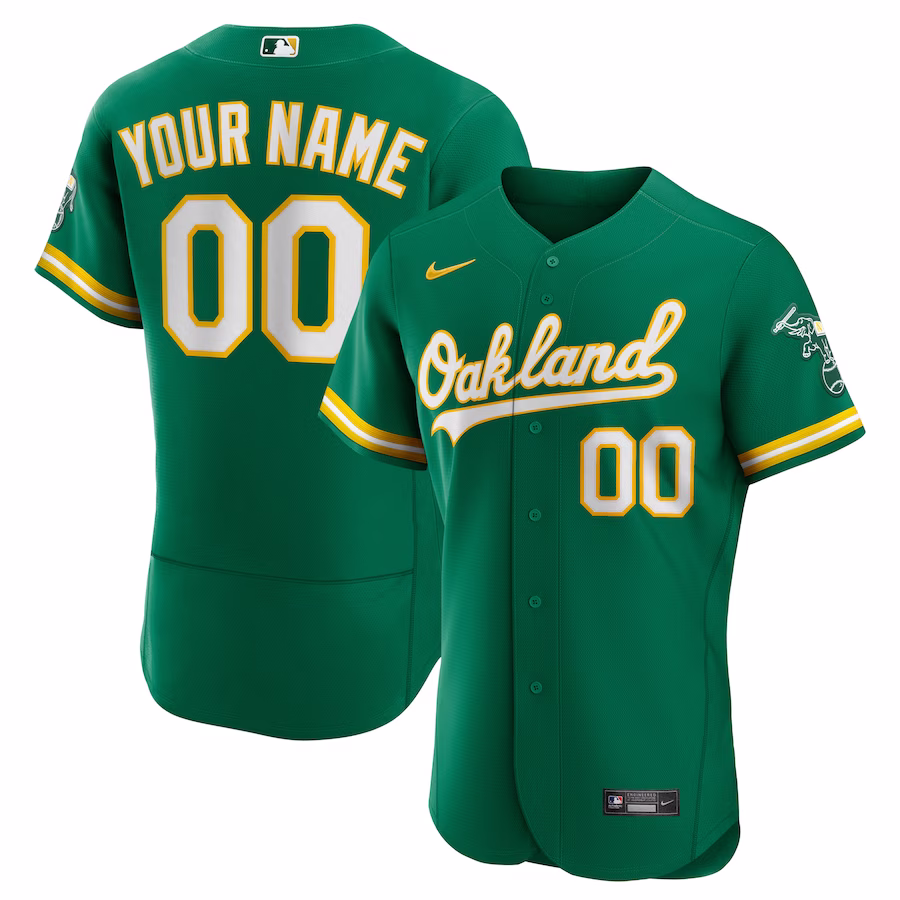 Men's Oakland Athletics Nike Kelly Green Alternate Authentic Custom Jersey - Puhuasuan