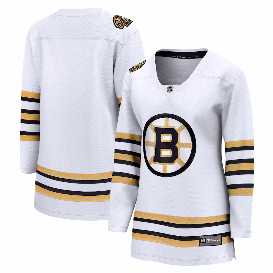 Women's Boston Bruins Fanatics White 100th Anniversary Premier Breakaway Jersey - Puhuasuan