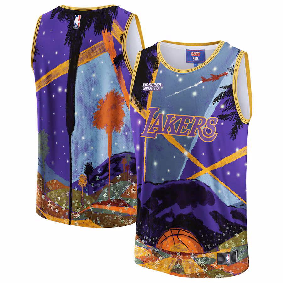 Unisex Los Angeles Lakers NBA & KidSuper Studios by Fanatics Purple Hometown Jersey - Puhuasuan