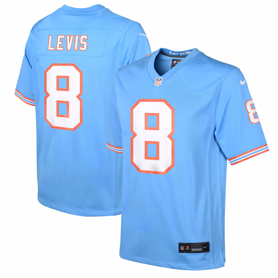 Youth Tennessee Titans Will Levis Nike Light Blue Oilers Throwback ALT2 Player Game Jersey - Puhuasuan